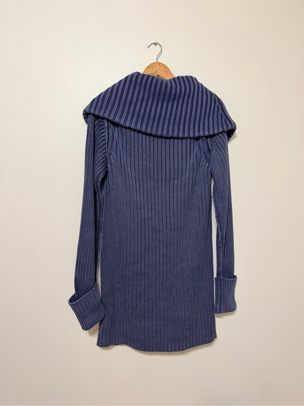 Free People Ryanne Long Haul Cardigan Size Large Chunky Knit Sweater Blue NWOT